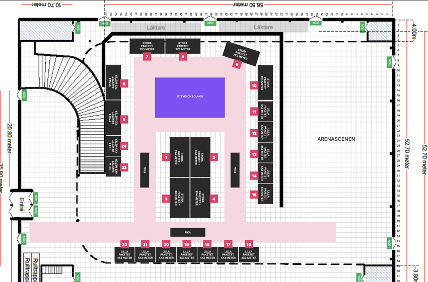 En karta över arenan där Sitevision kommer vara.